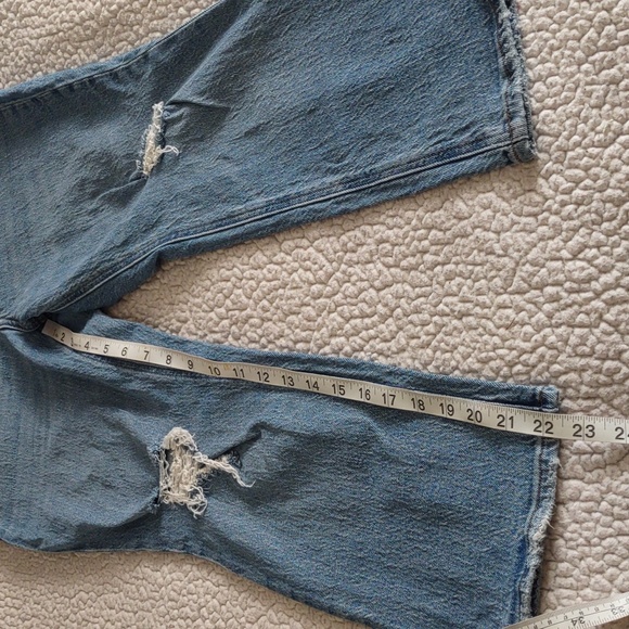 J. Crew 28P Demi Boot Crop Distressed Cotton Tencel Blend Blue Jeans - Picture 5 of 16